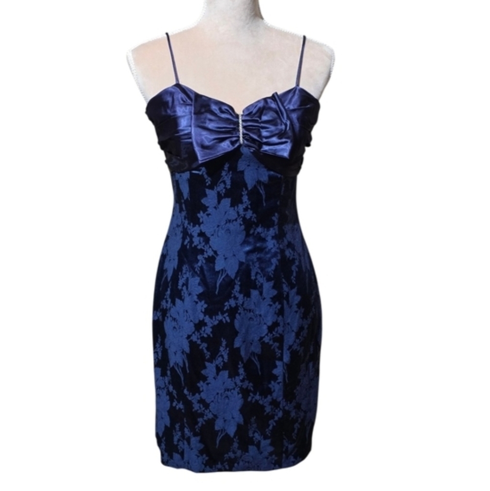 Vintage Steppin' Out Royal Blue Long Sleeve Dress EUC